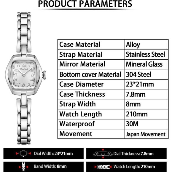 ?Women Silver Stainless Steel Band Vintage Ladies Gold Watch Luxury Bracelet